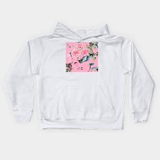 Pink Rose Watercolor Painting on Shabby Pink Abstract Kids Hoodie